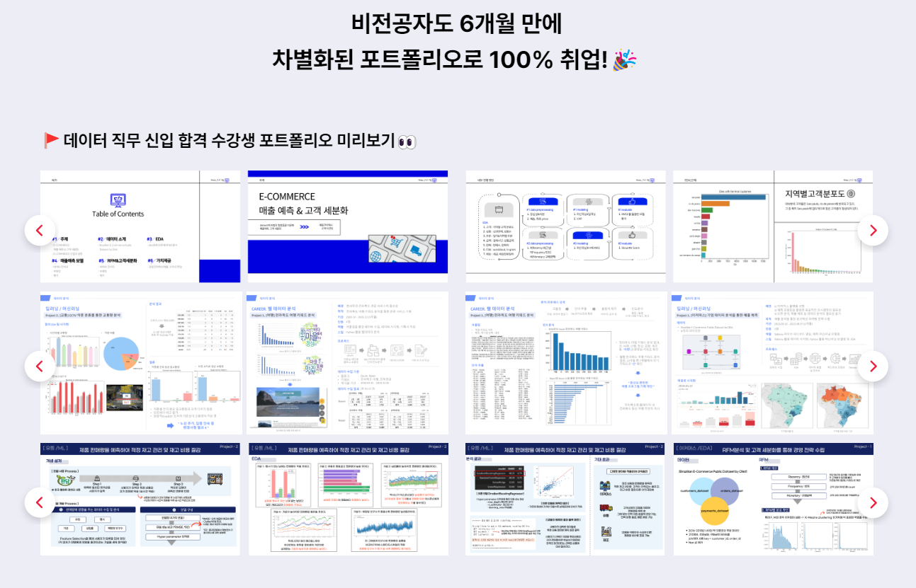 비전공자도 6개월만에 포폴이 만들어지는 데이터 취업 스쿨의 포트폴리오 