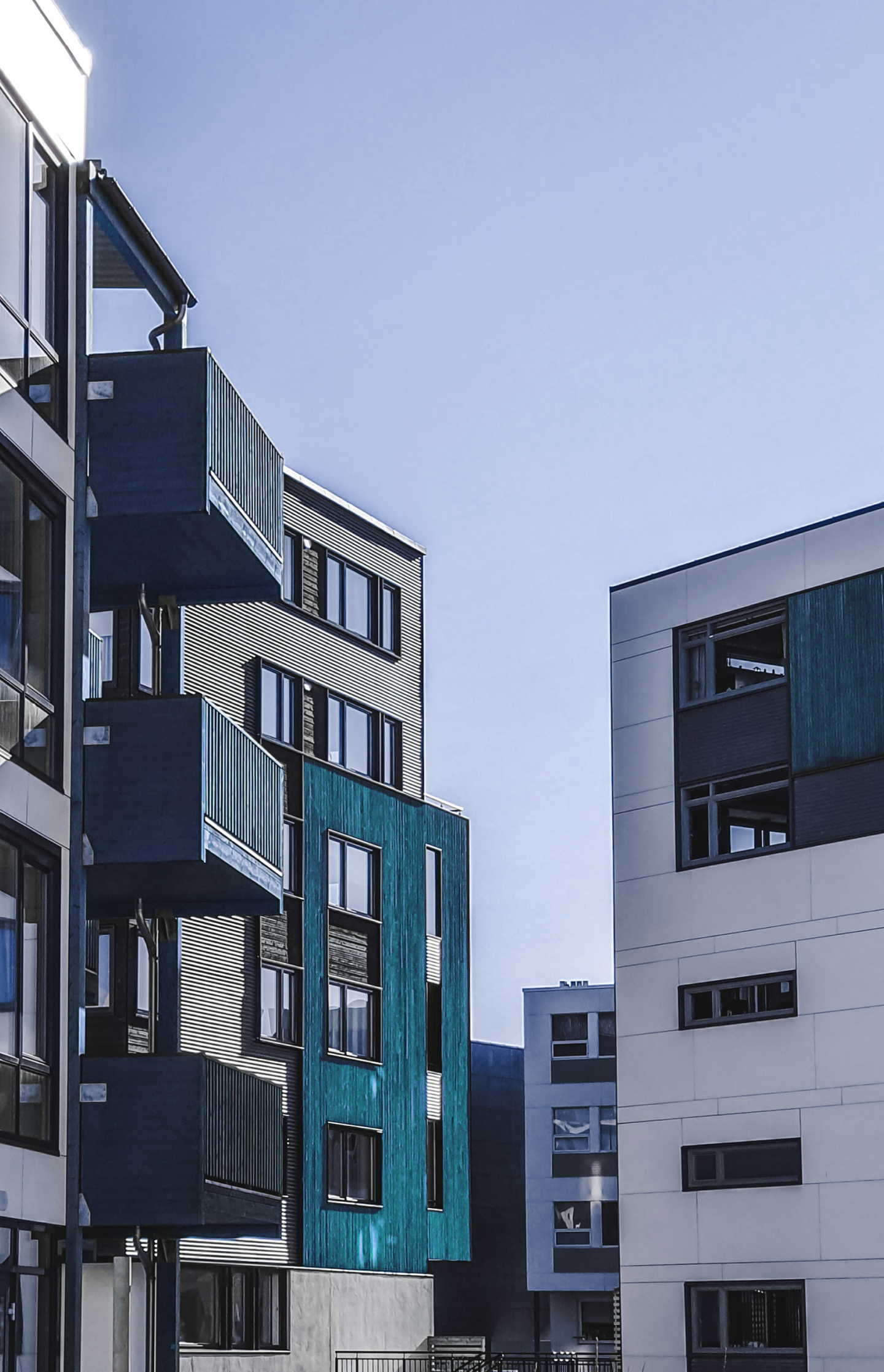 Blue and white houses