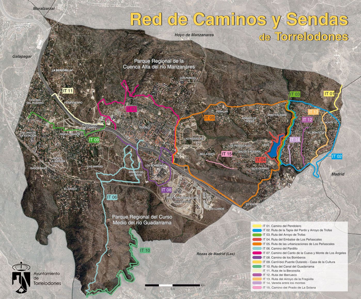 mapa con las zonas de torrelodones resaltadas en colores