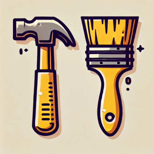 Icono de martillo y brocha