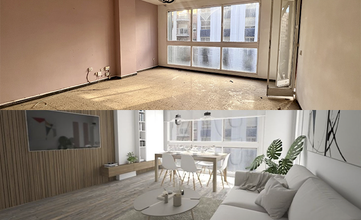Antes y despues decoración virtual Decoración Virtual piso en reformas