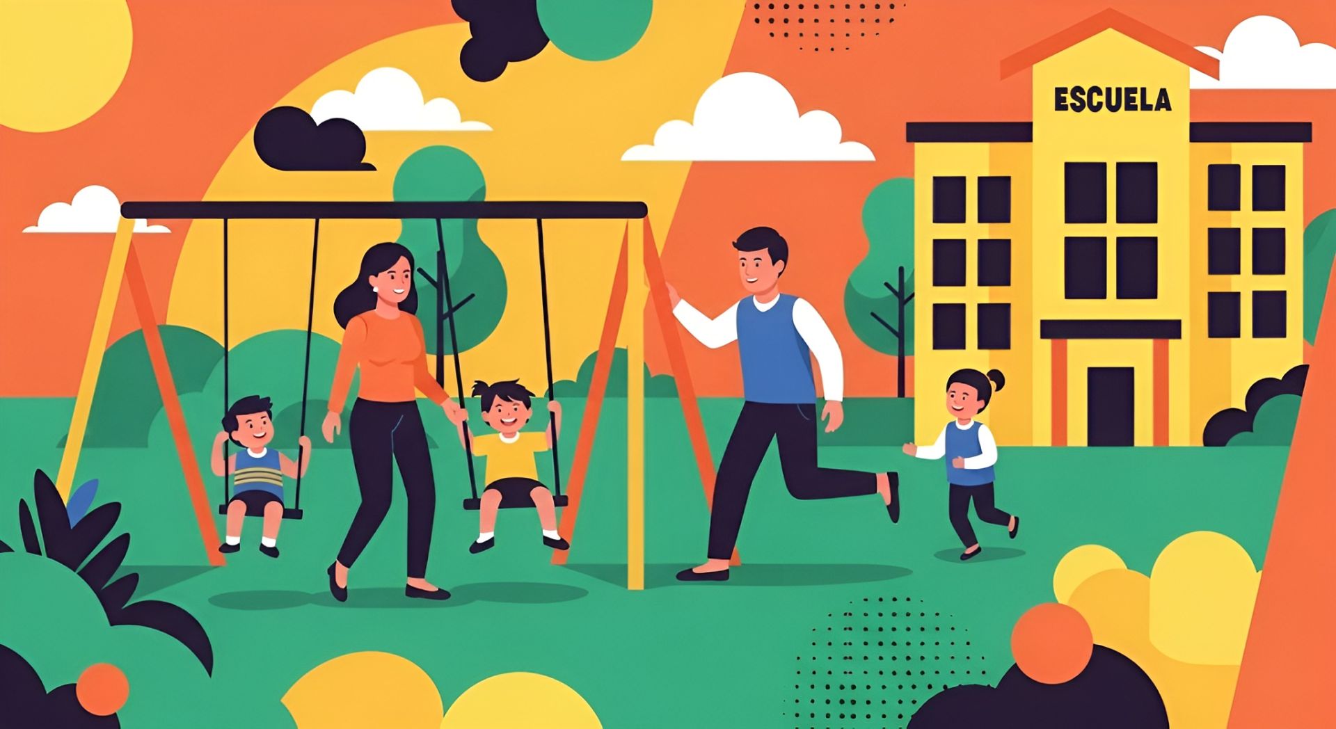 Familia paseando en un parque de San Vicente del Raspeig