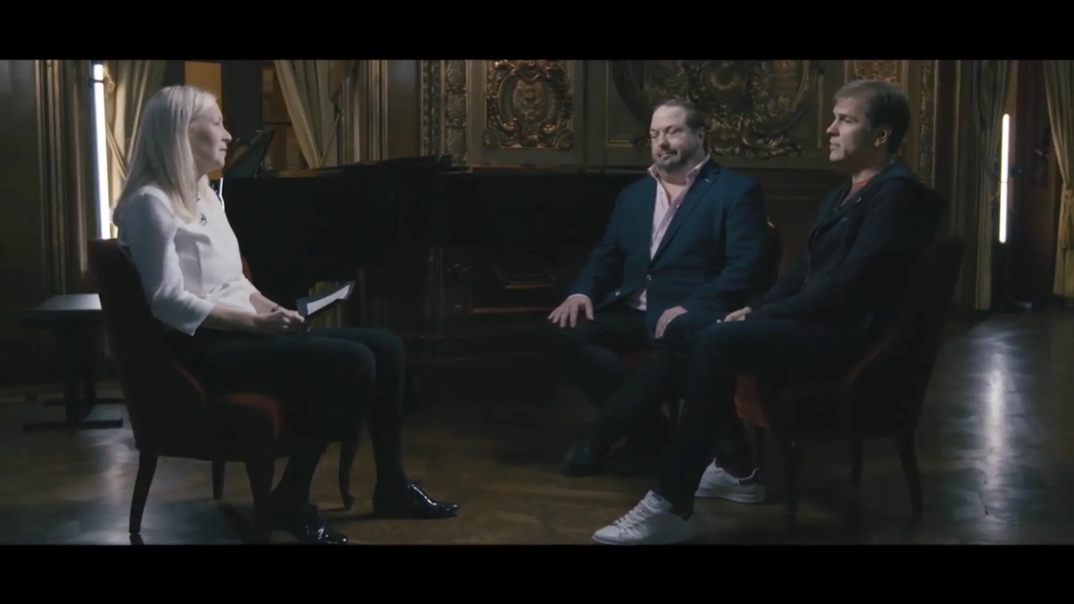 Sergey Novikov and conductor John Fiore meet with playwright Katarina Aronsson at the Royal Swedish Opera before the premiere of Pyotr Tchaikovsky’s opera Iolanta. October 14, 2021.