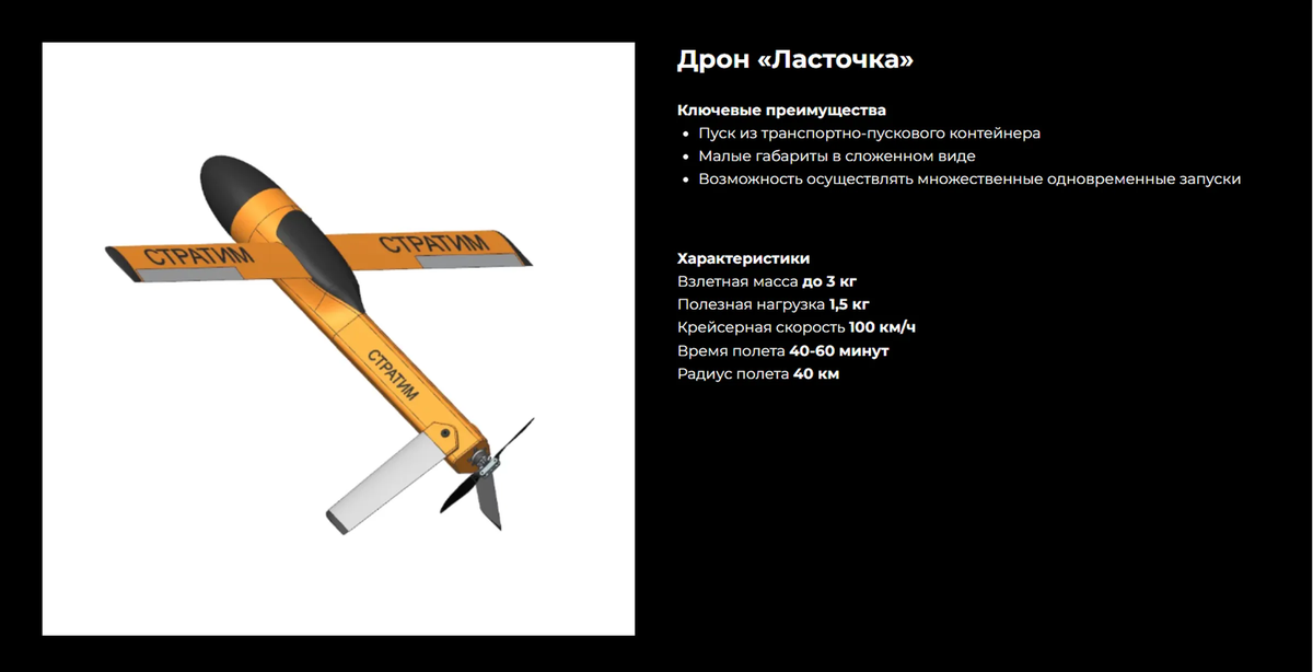Lastochka from Stratim is a replica of the American ALTIUS UAV
