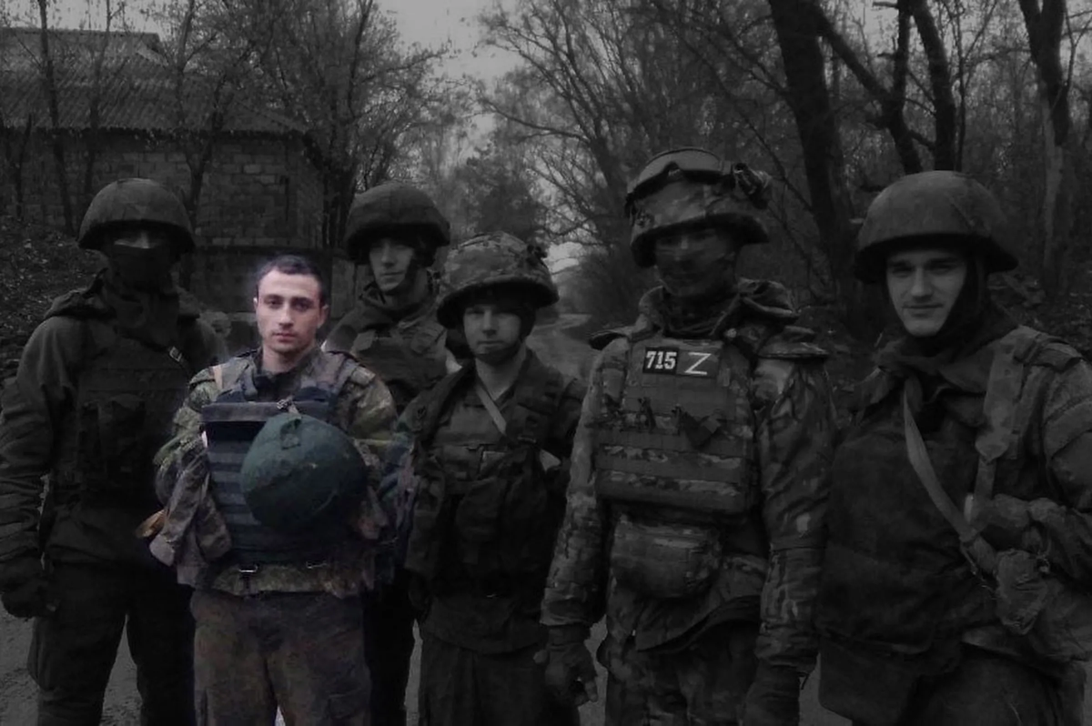 Danil Abashidze in the company of fellow soldiers