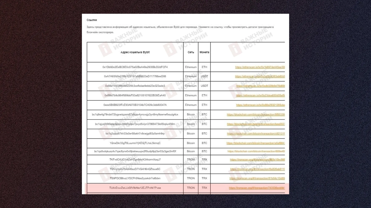 The wallet address can be found on the ByBit website