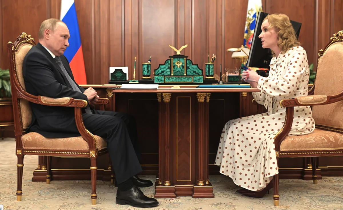 Putin meets with children's rights ombudsman Maria Lvova-Belova. March 9, 2022