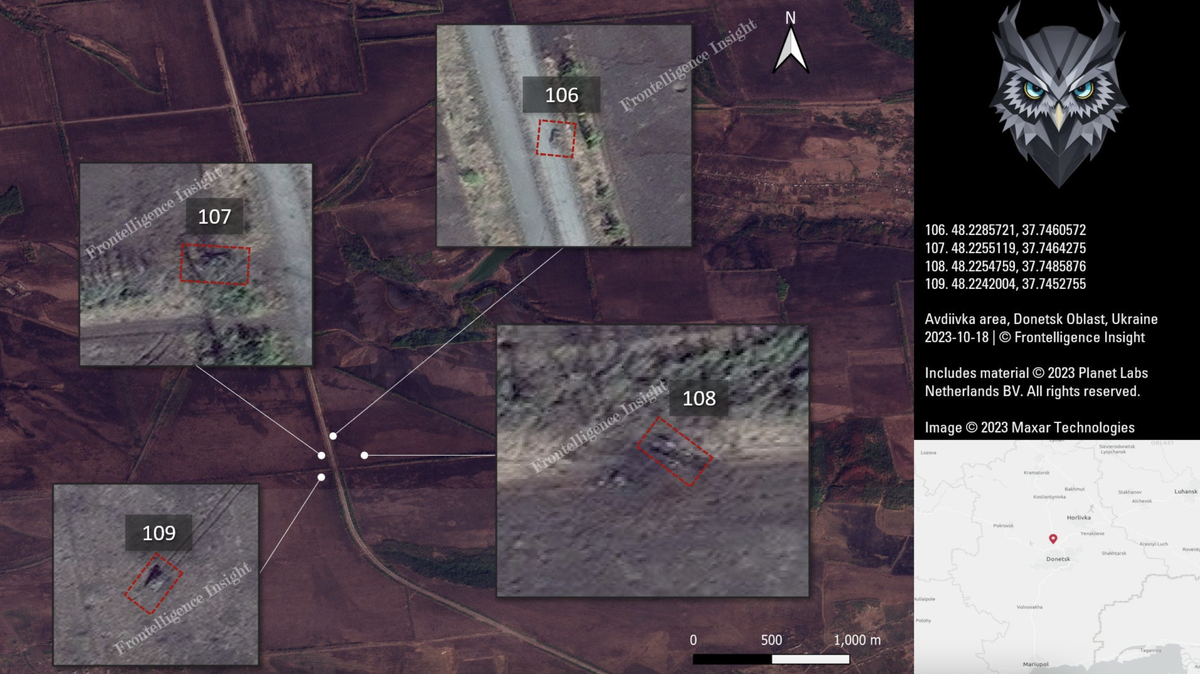 4 из 109 идентифицированных единиц военной техники, потерянных россиянами под Авдеевкой