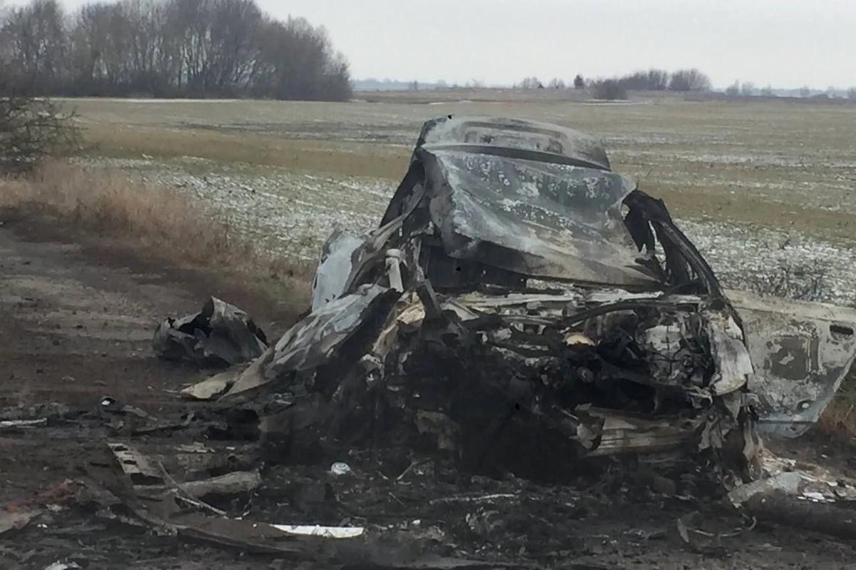 Russian soldiers driving a tank shot and ran over the car in which Andryusha's family tried to evacuate