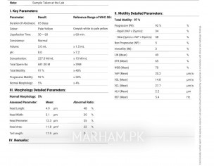 Semen Analysis Report
