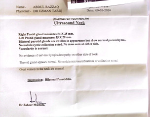 Swelling Under Both Ears