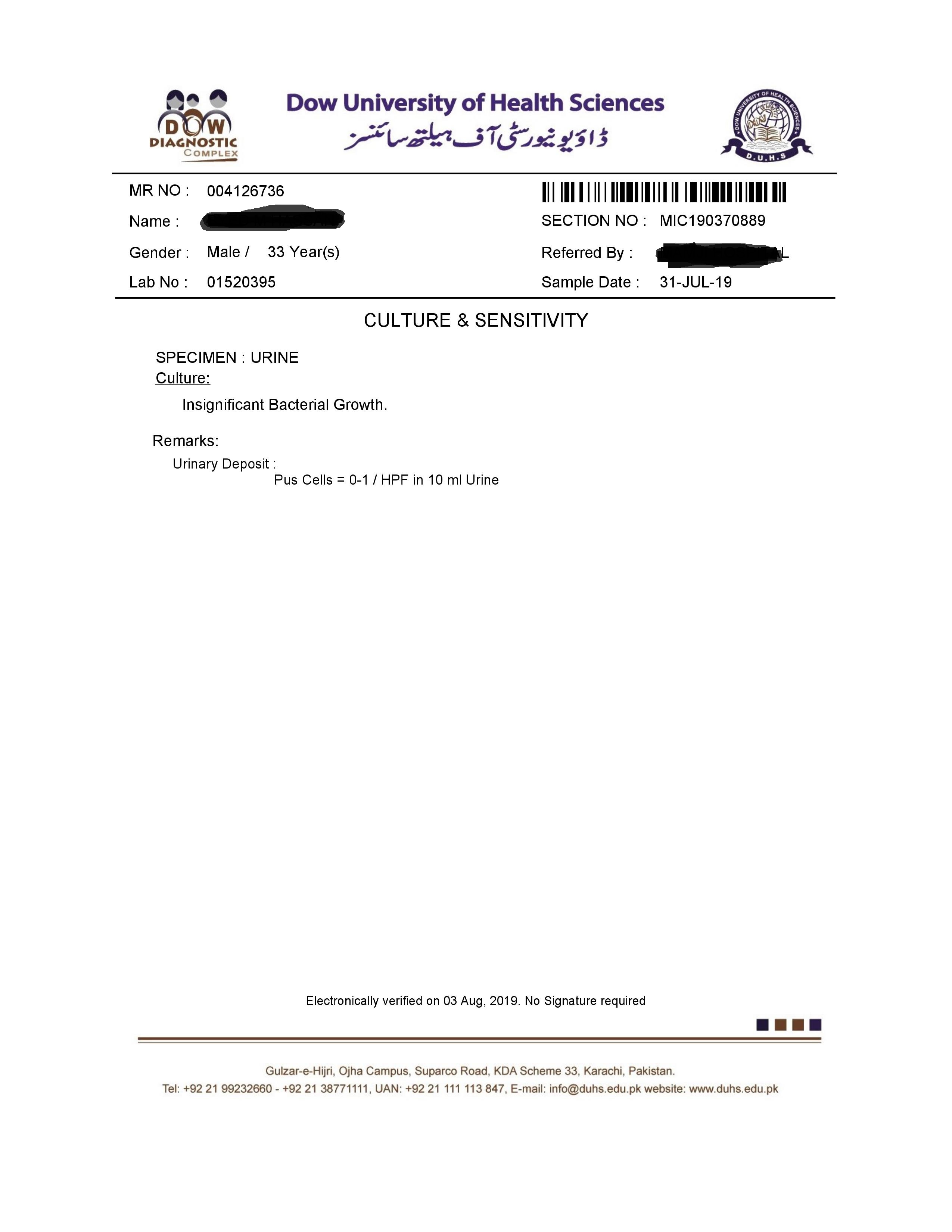 Ask a Urologist Online for Urine Culture And Sensitivity Reportreview