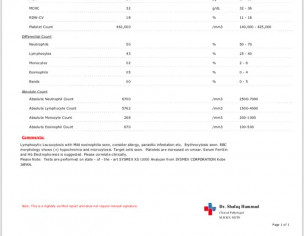 High Platelet Level  And Wbc 