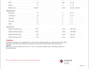 High Platelet Level  And Wbc 