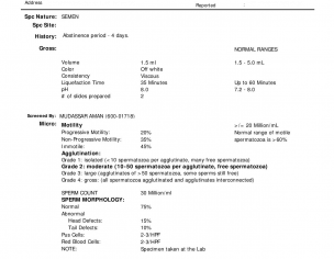 Semen Analysis Report