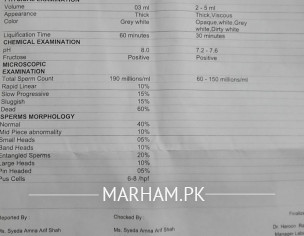 Semen Analysis Report