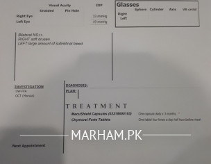 Central Vision Loss In Left Eye