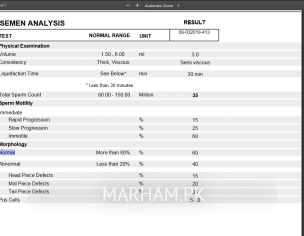 Semen Analysis Report