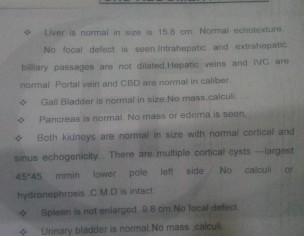 Left Renal Cortical Cysts
