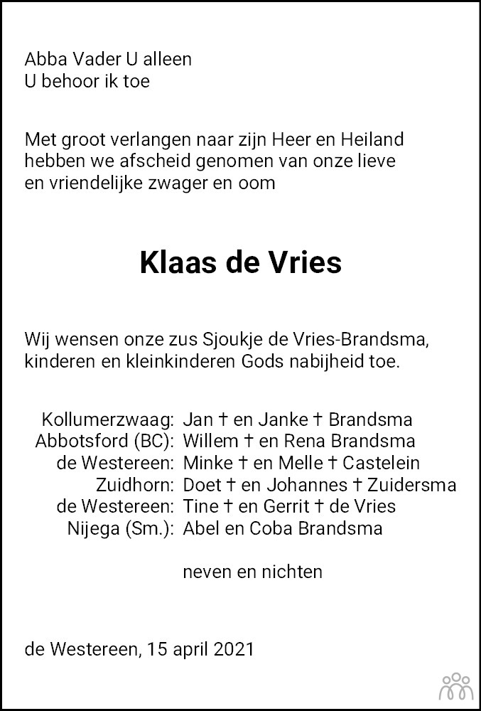 Klaas De Vries Dominee Mensenlinq