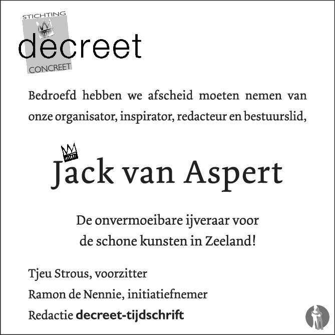 Jack van Aspert 14 april 2019 • overlijdensbericht en condoleances ...