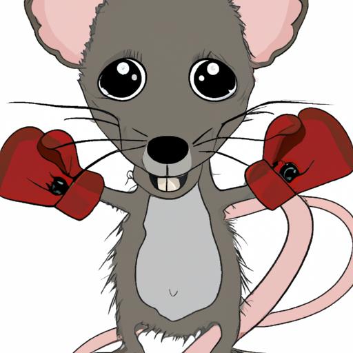 An image of a cute little mouse wearing oversized rass boxing gloves, ready to take on the world.