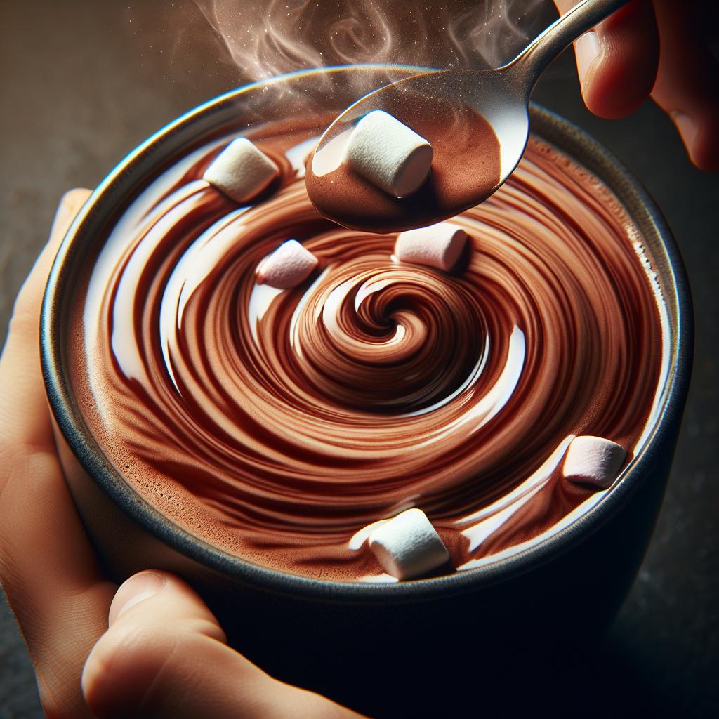 Imagine holding a spoon and briskly swirling it in a cup of steaming hot cocoa to create a beautiful whirlpool of chocolate and marshmallows.