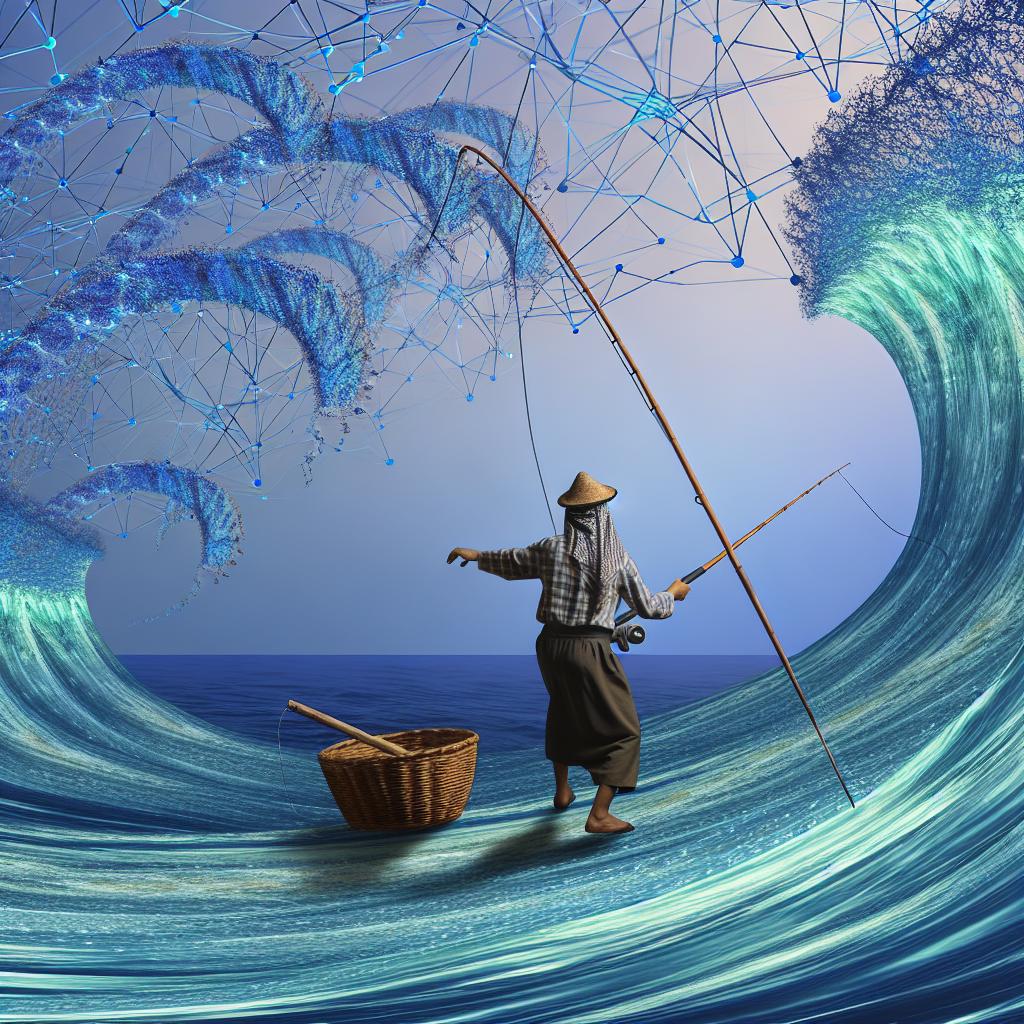 A fisherman maneuvering waves of data in an ocean of connectivity, searching for the treasure of knowledge.