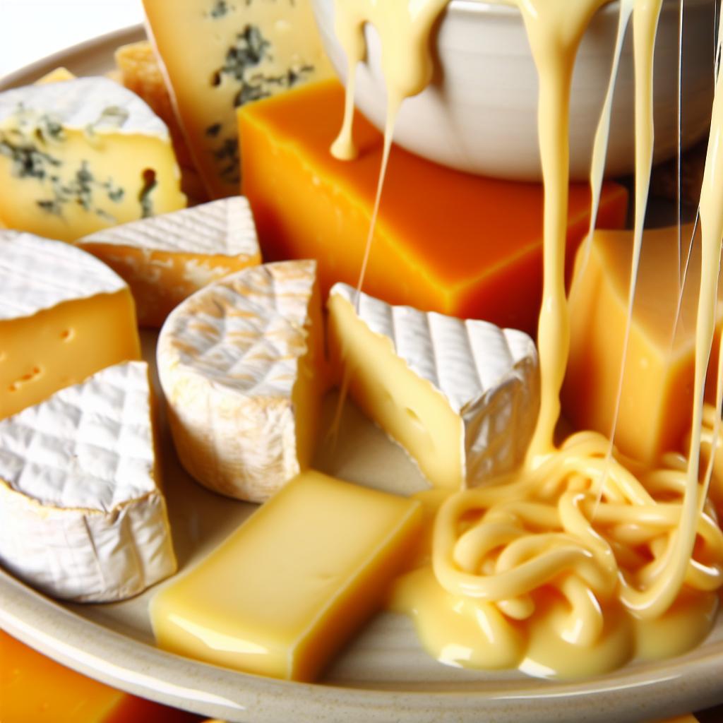 Imagine a plate filled with a variety of delicious, rich cheeses, all melting and oozing in perfect unison, creating a mouthwatering sight.