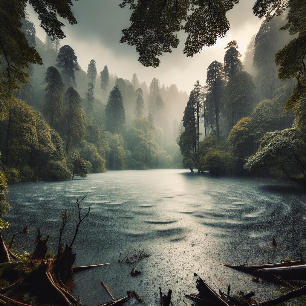 Imagine a serene lake surrounded by a stormy, chaotic forest. Despite the chaos around it, the lake remains calm and untouched, reflecting inner peace.