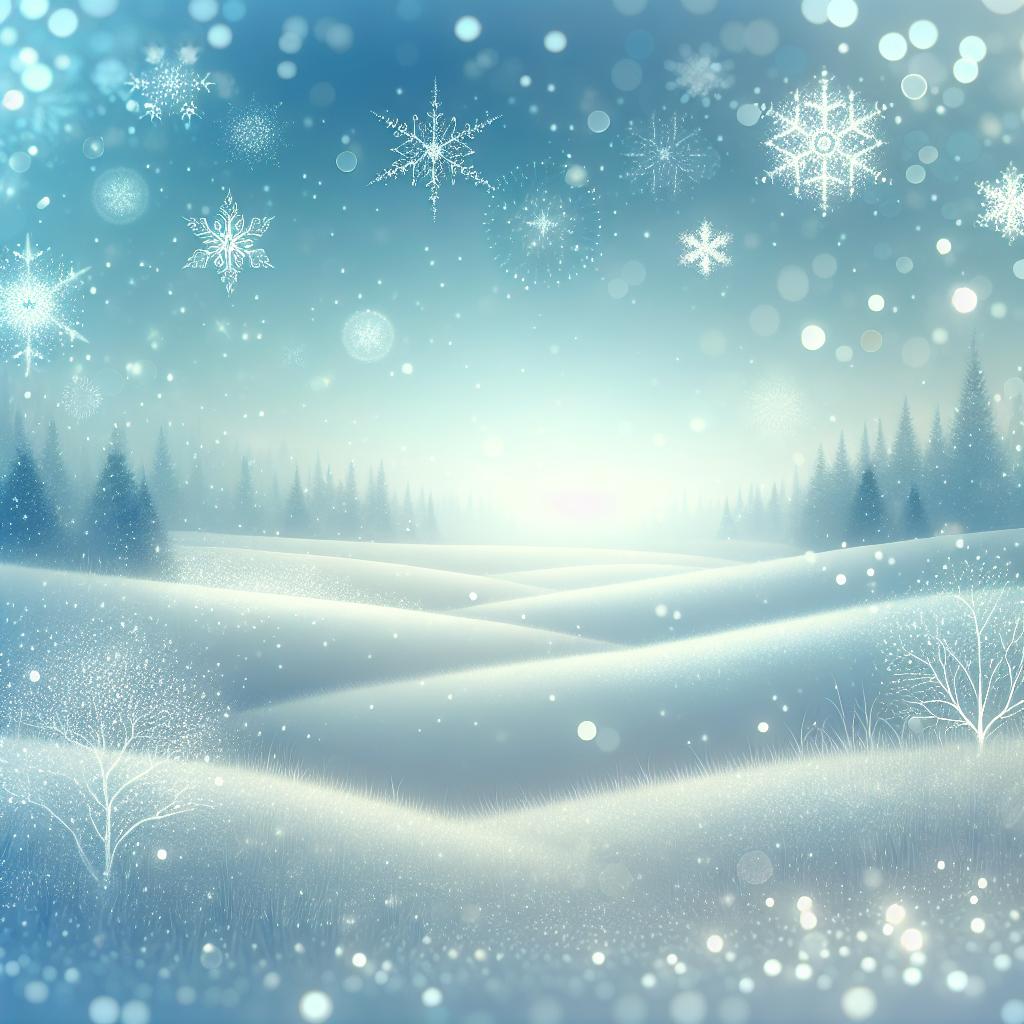 Imagine a serene winter scene with soft snow falling and delicate snowflakes gracefully twirling in the air.