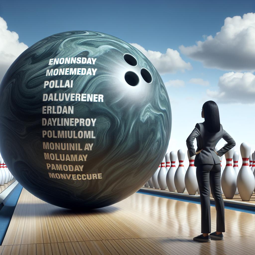 Imagine a person facing a giant, rolling days-of-the-week bowling ball, with Mondays as the biggest pin marked as an opportunity to aim for in the lane of life.