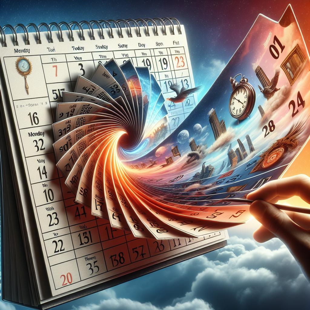 Picture a calendar page being flipped over from Monday to Sunday, symbolizing a reversed weekly cycle.