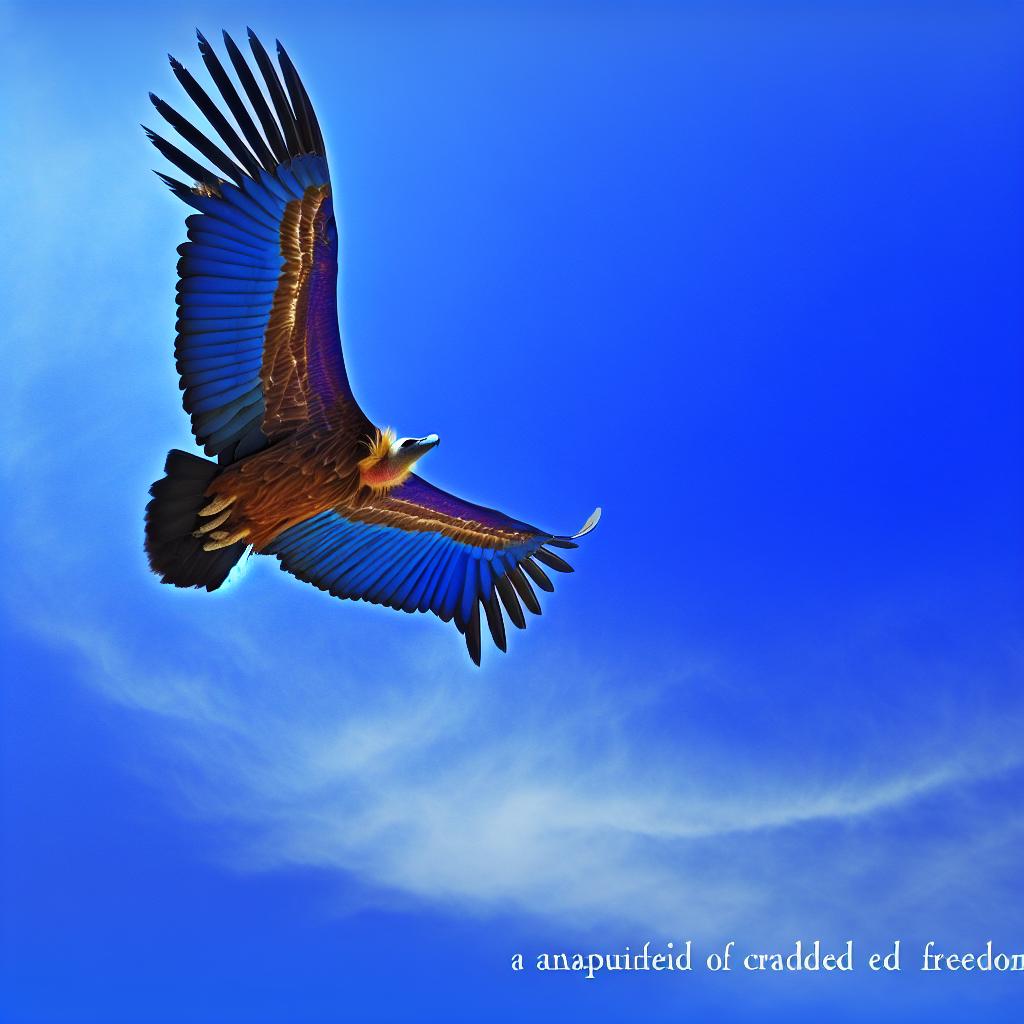 A majestic bird gliding effortlessly in the sky, embarking on a journey without fears or limits.