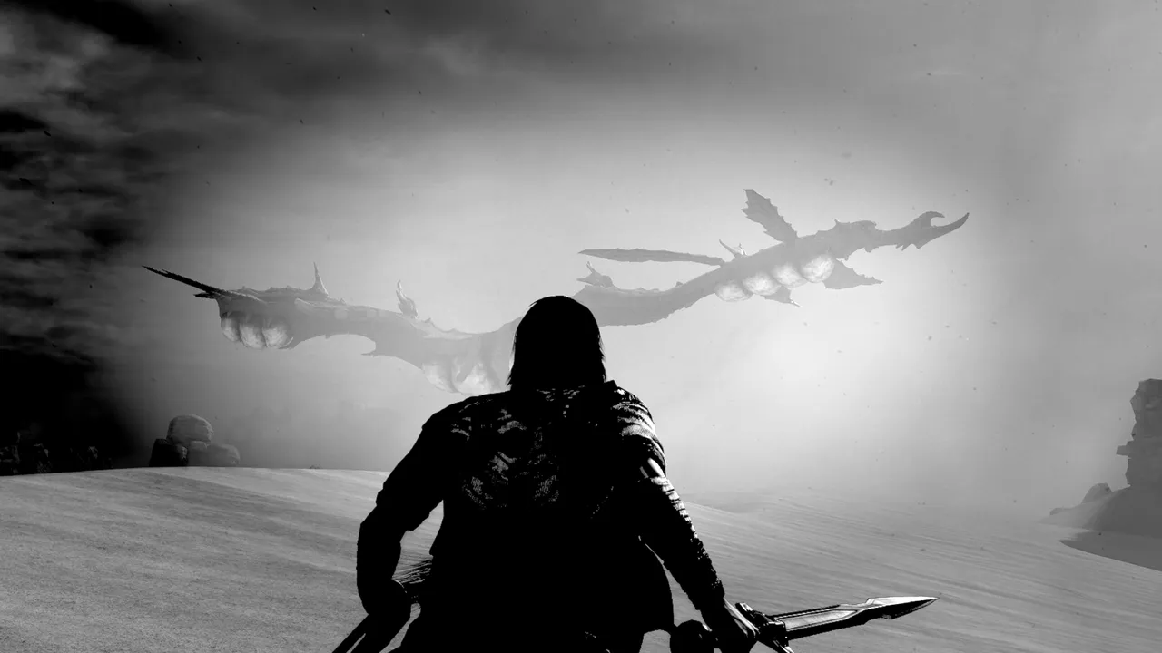 The wander facing a flying colossus