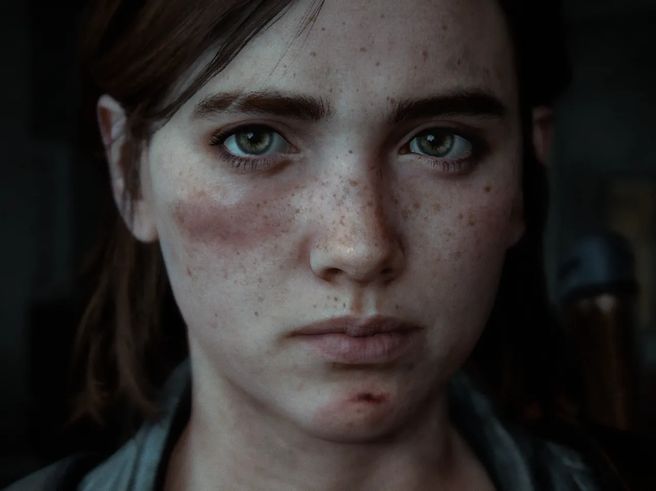 Ellie looking directly at the camera