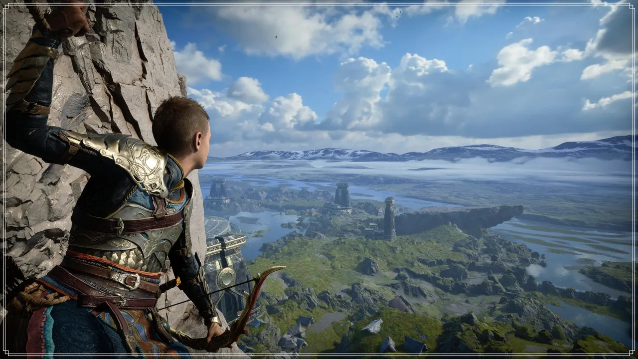 Atreus overlooking the landscape from a mountain side