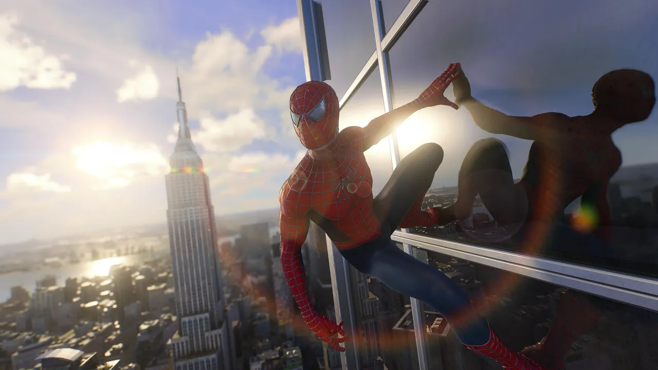 Spider-Man observing the city.