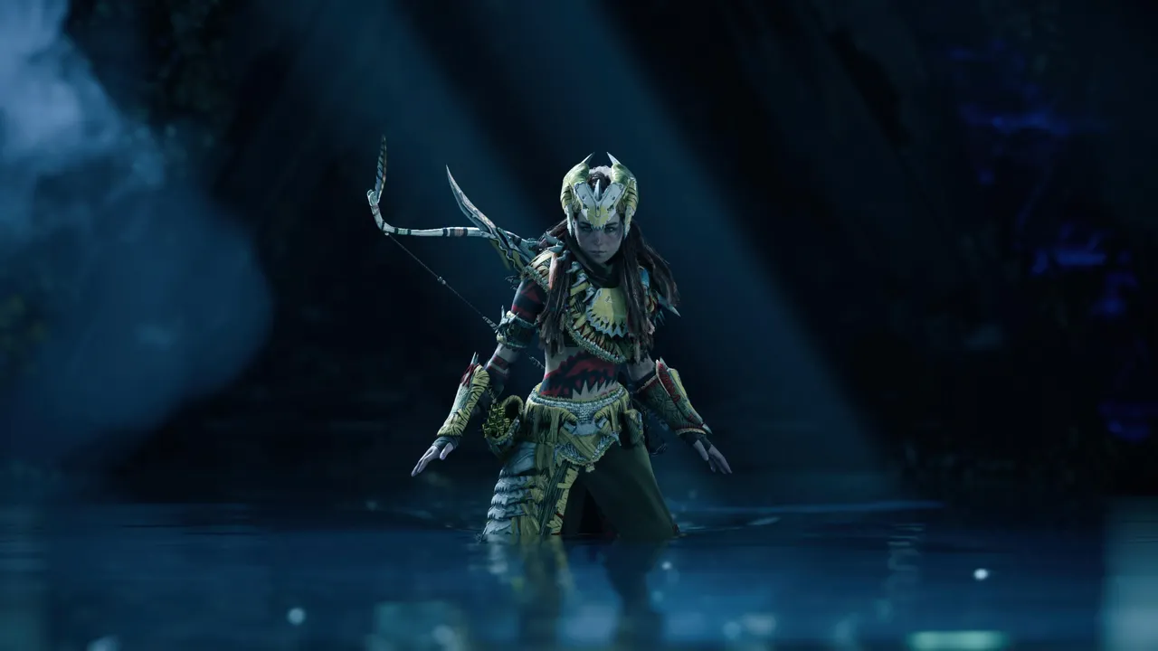 Aloy knees deep in water