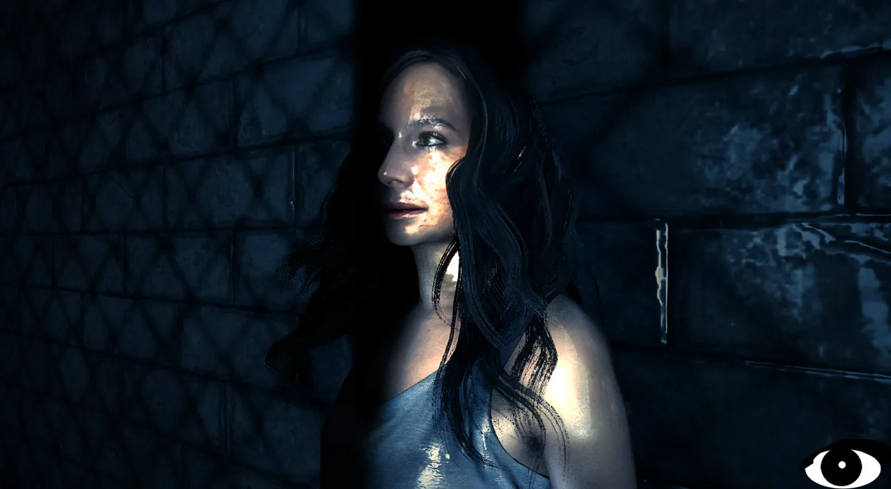 Lighting with a light source in the environment of the object and laterally on the character's face.