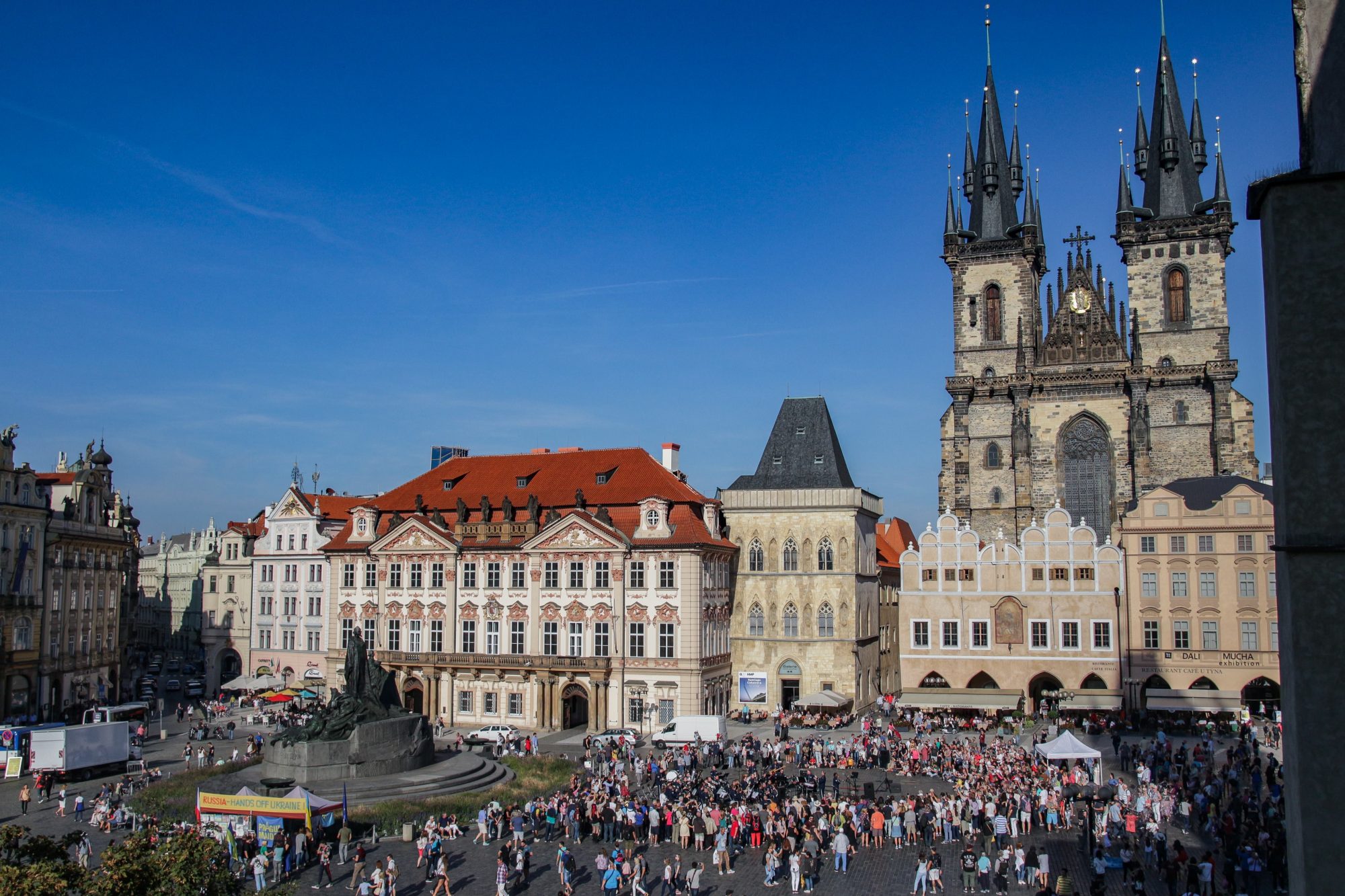 View of the Old Town Square with the church of Our Lady Before Tyn