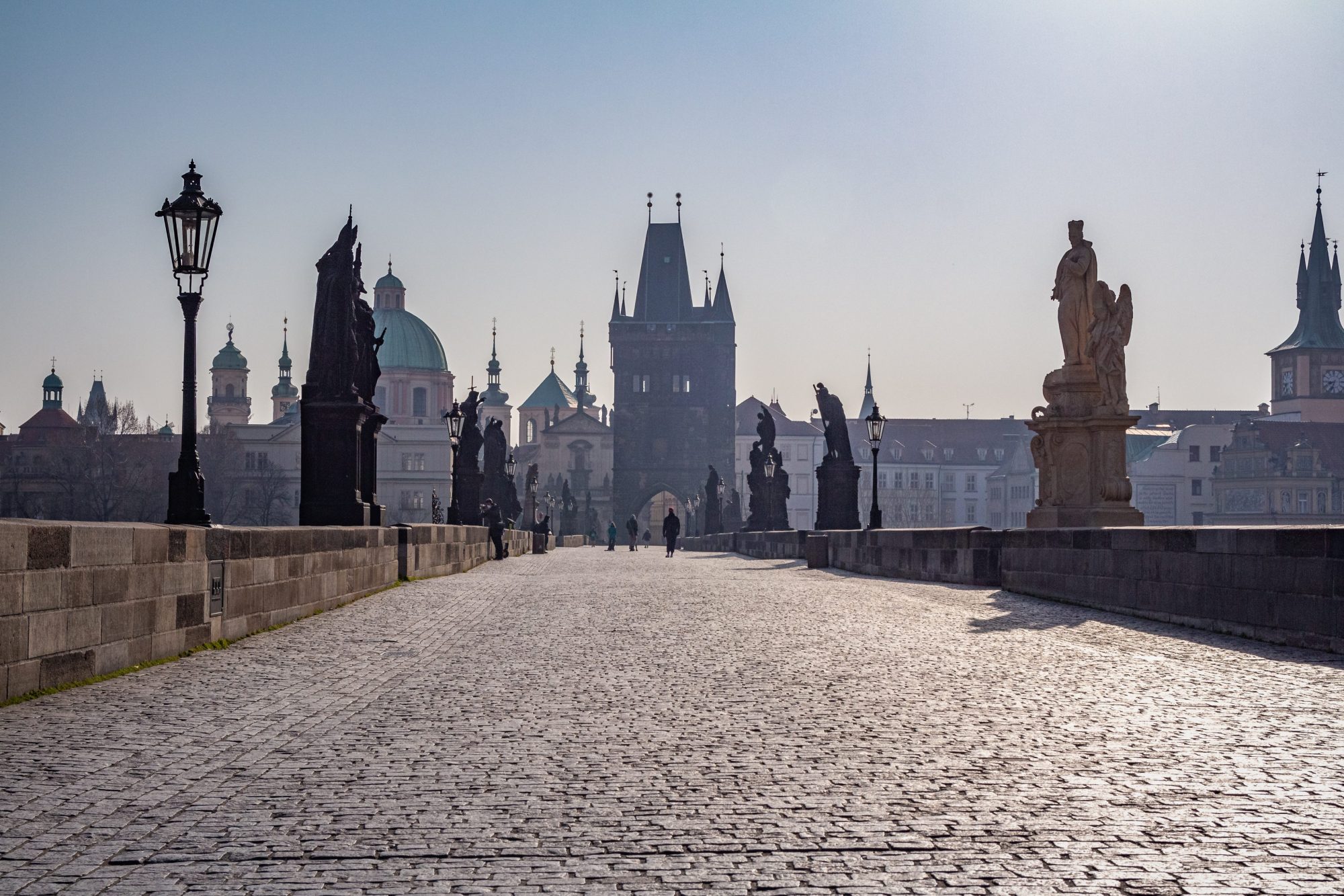 Charles Bridge during the day without toursits