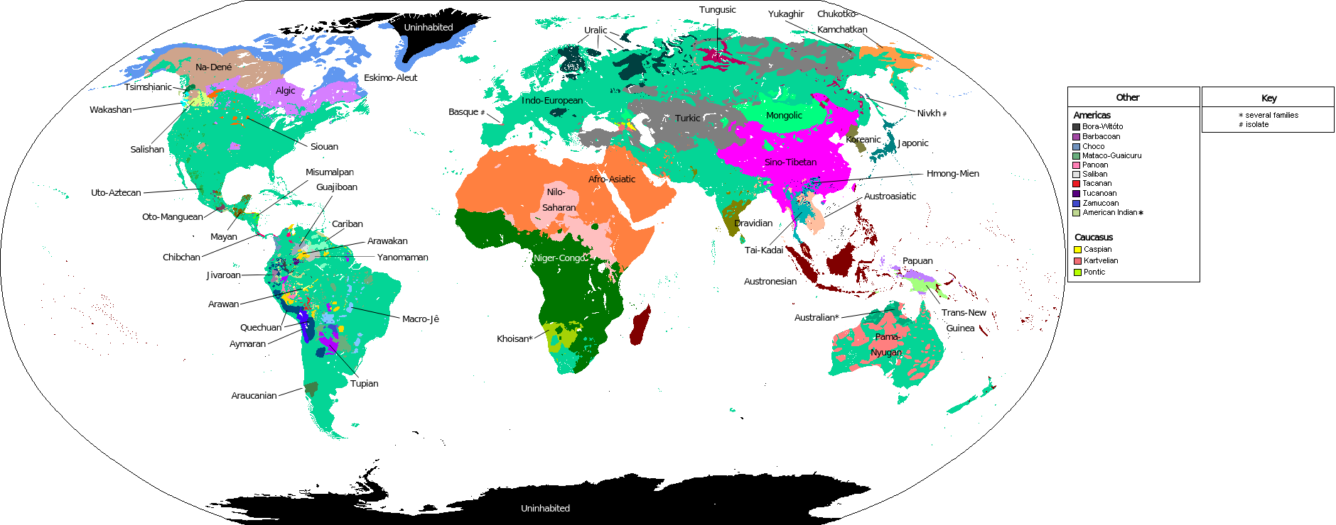 Map of Primary Language Families