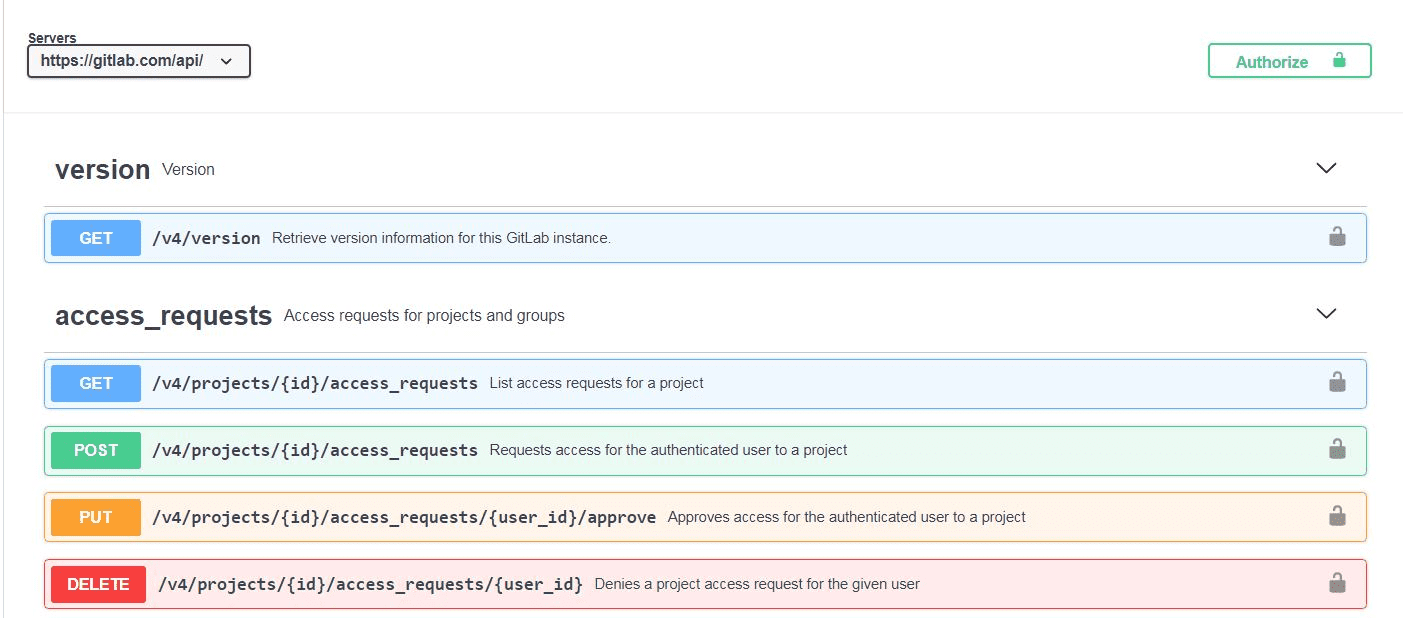 Benefits for developers, Interactive API documentation | GitLab