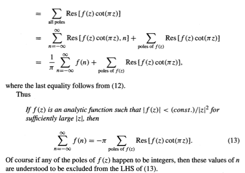 Complex sequences and series definitions, complex analysis - Evaluating series by contour integration, the residue theorem, and cotangent ...