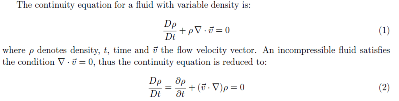 Conservation of mass, continuity equation for a fluid with variable density - Physics Stack Exchange