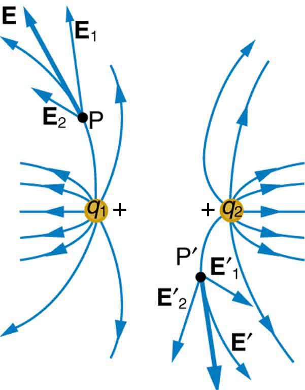 Discrete vs continuous charges, 18.5 Electric Field Lines: Multiple Charges – College Physics