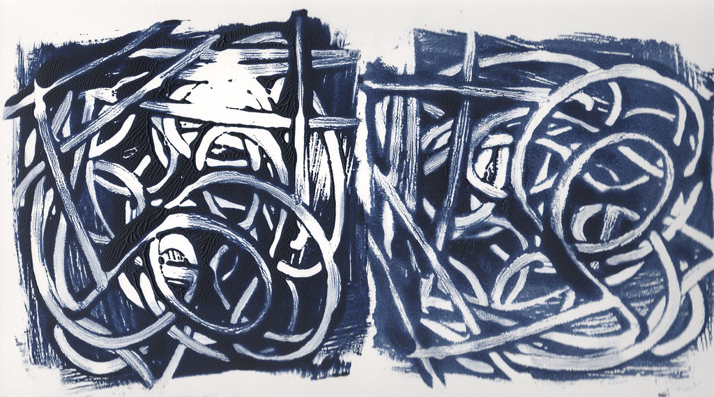 Distinction from monotype, Monoprint 1 | Acrylic ink ,Gelli printing plate and cotton b… | Angie Willis | Flickr