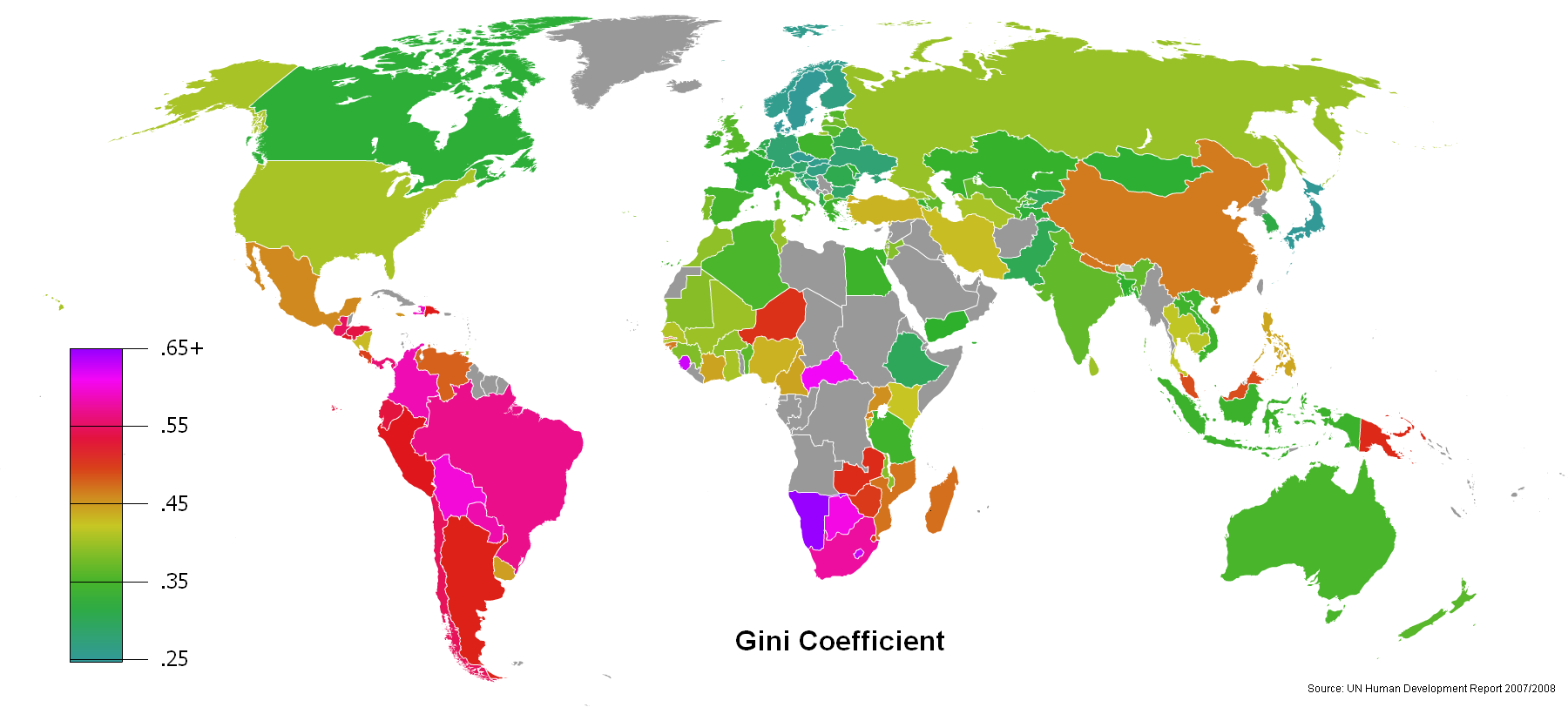Gini coefficient, File:Gini Coefficient World Human Development Report 2007-2008.png - Wikimedia Commons