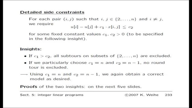 Definition and purpose, Sect. 5: integer linear programs - First attempt at modeling the TSP in terms of ILP - TIB AV-Portal